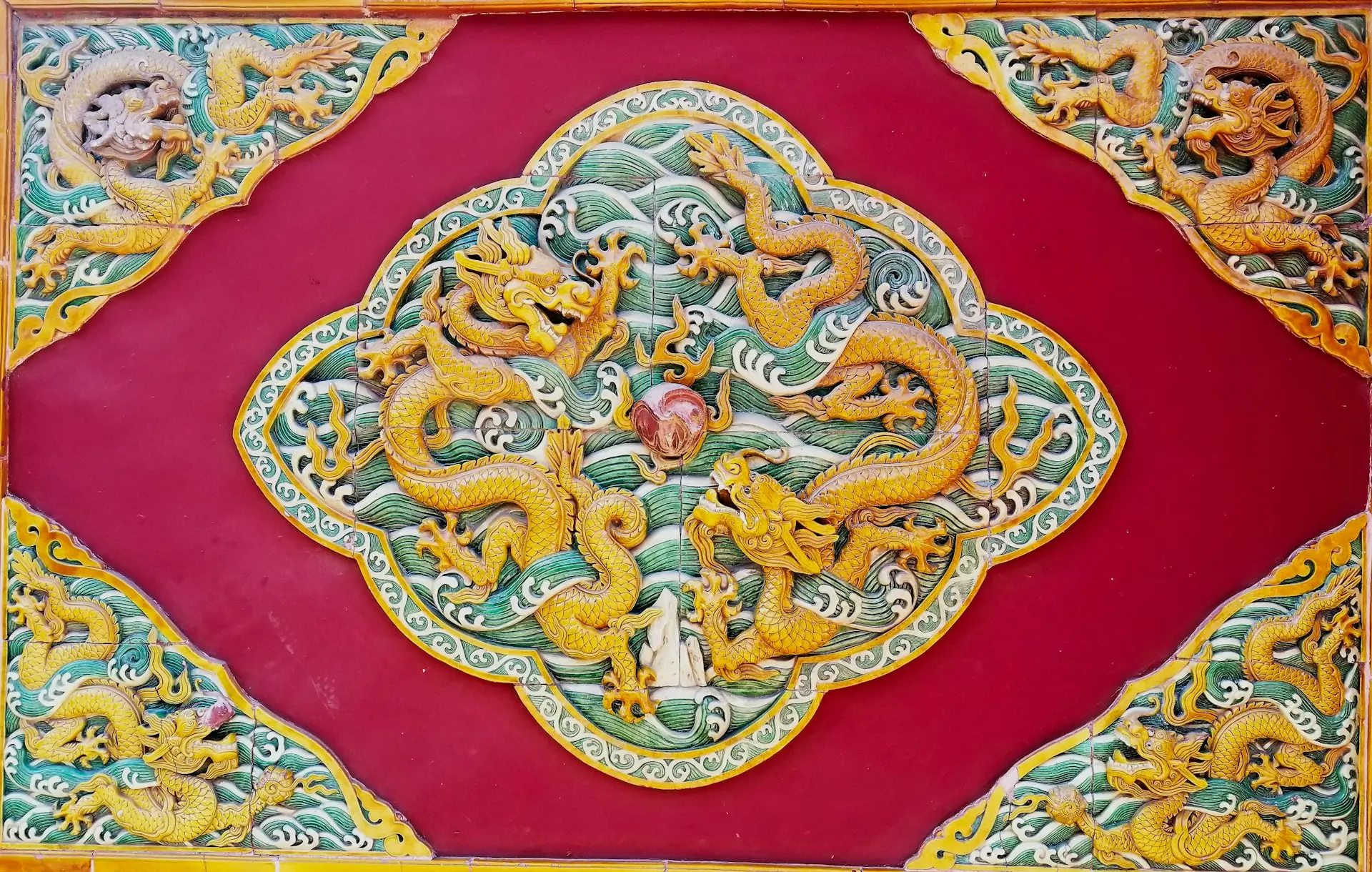 Traditional Chinese dragon artwork symbolizing cultural awareness during a furniture sourcing trip in China