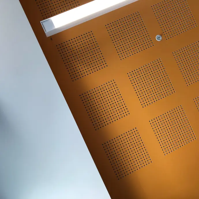 Ceiling Finishes brown perforated board