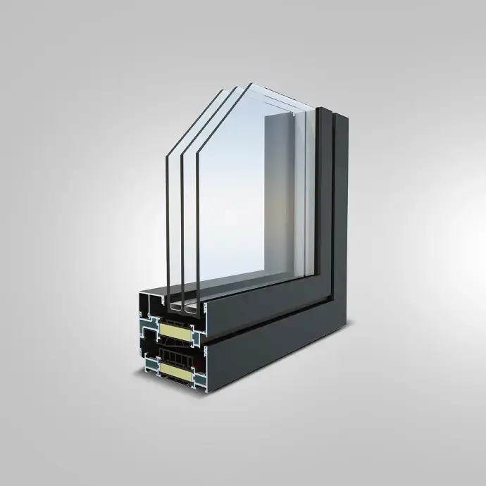 Aluminum Windows: Durable and Stylish Solutions for Any Space Cross-section of a modern aluminum window showcasing multiple glass layers for enhanced insulation