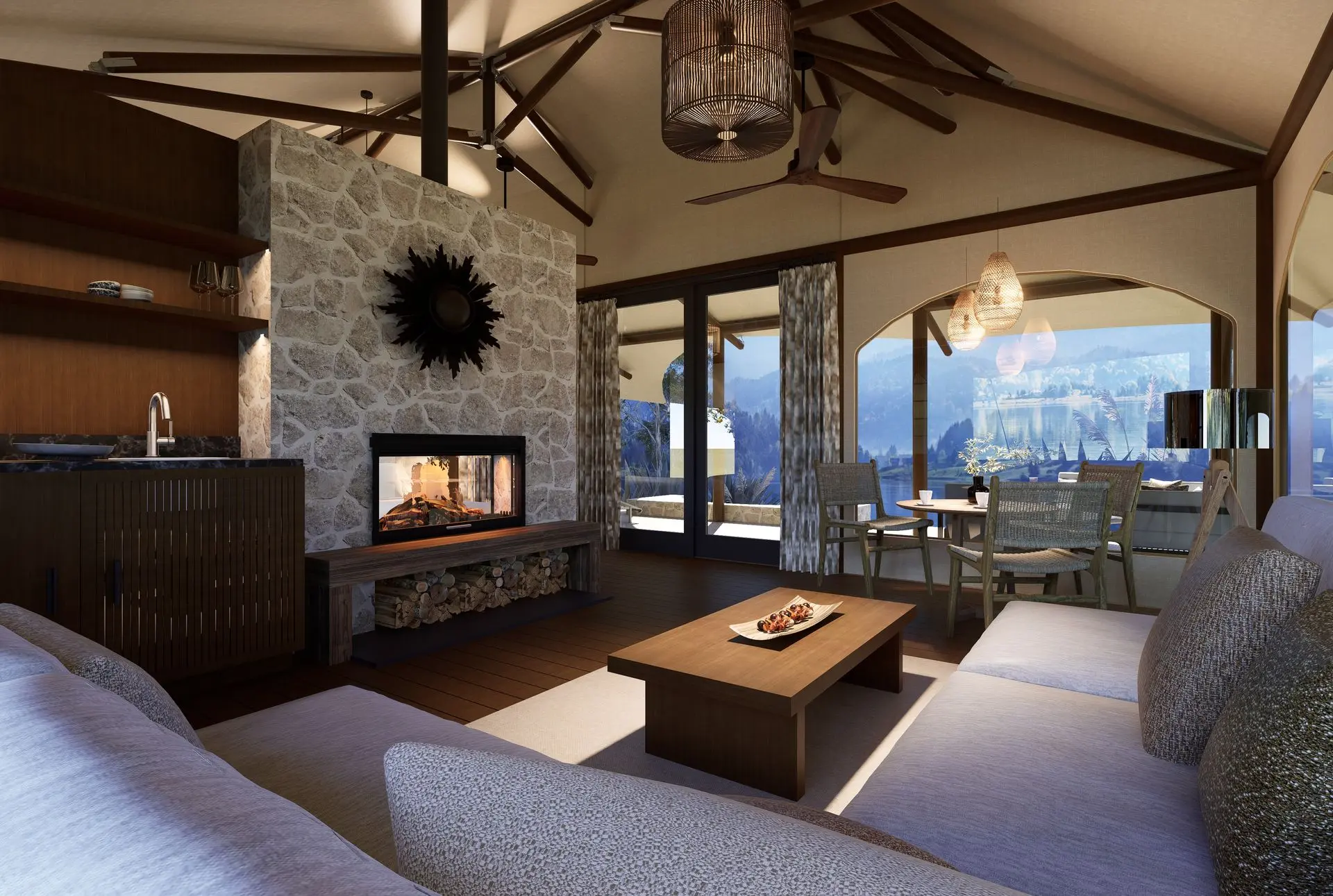 Yamu Lifestyle Resort - Luxurious Interior Design | South Africa Interior view of a luxurious lounge at Yamu Lifestyle Resort in South Africa, showcasing elegant furnishings