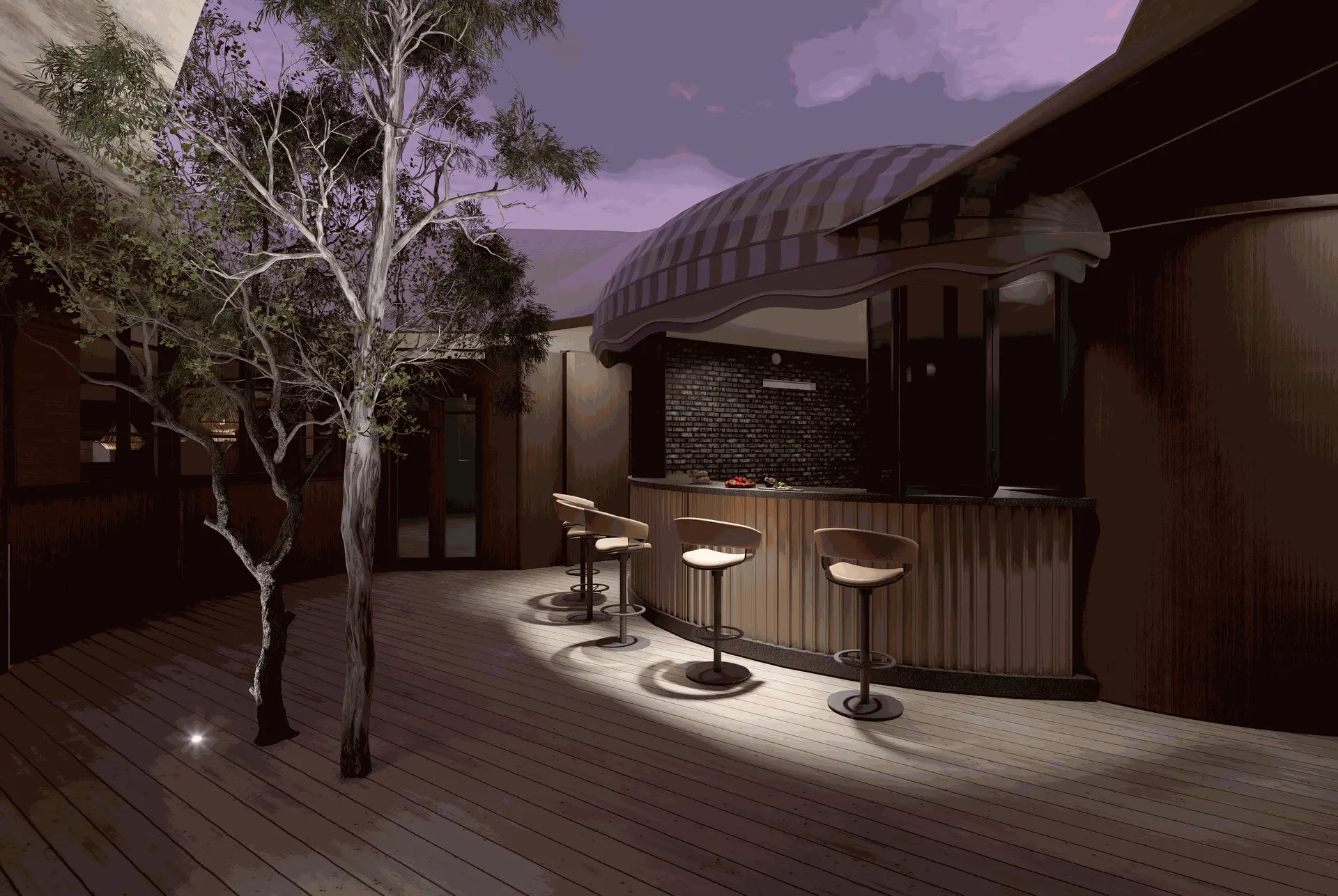 A stylish outdoor bar area in the Yamu main tent