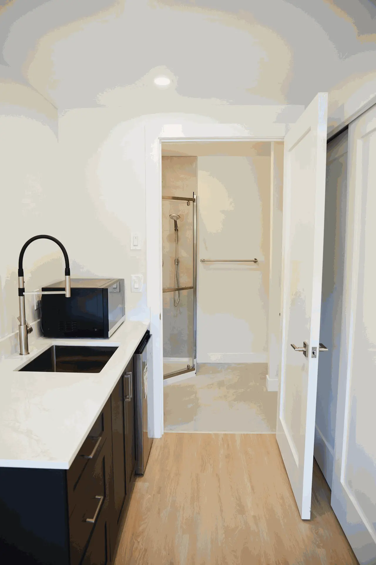 Modern kitchen cabinet with a stylish sink 