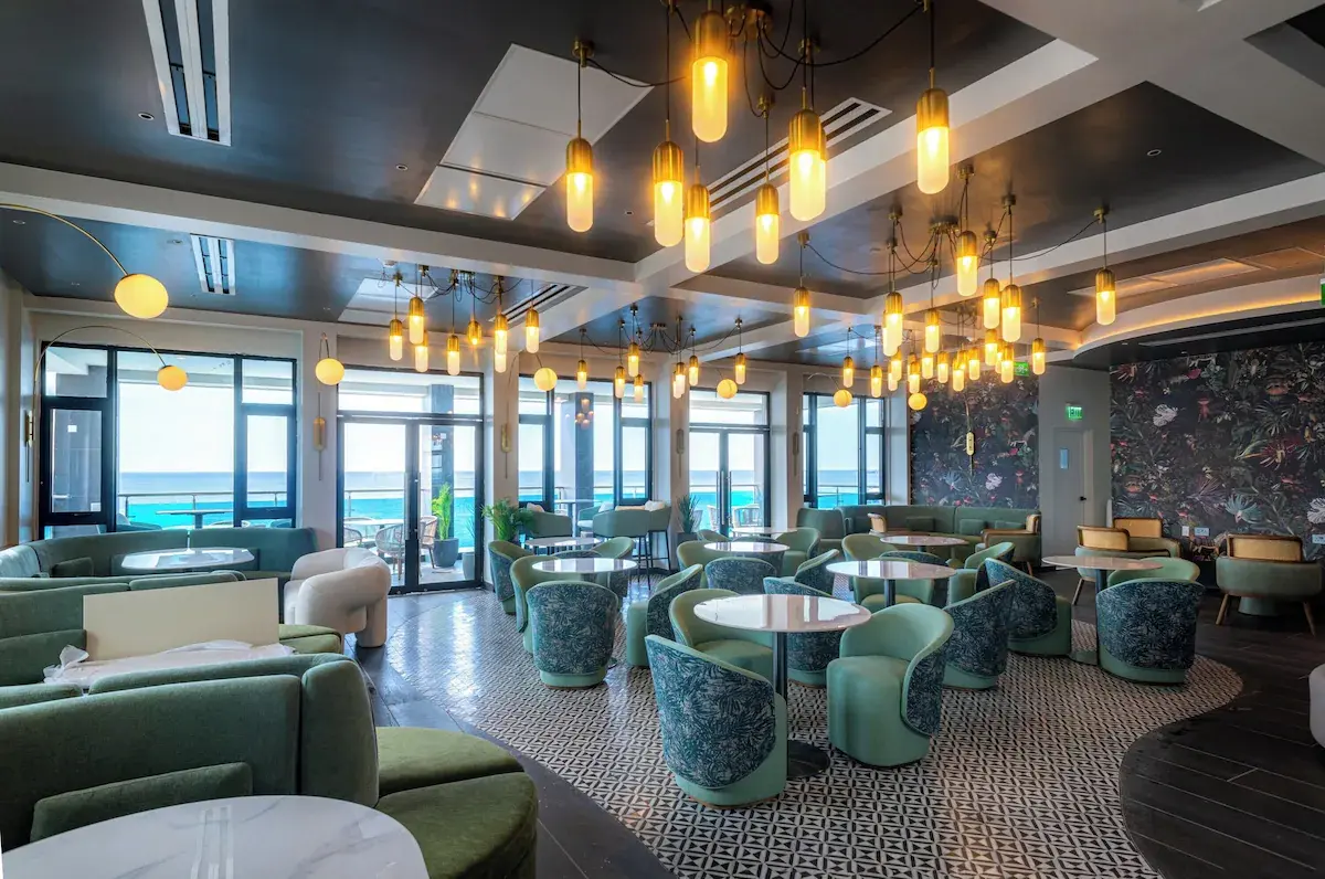 Luxury hotel interior showcasing FF&E furniture and lighting sourced from China.