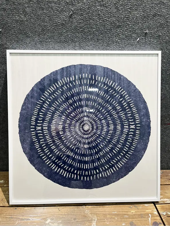 Sapphire Sands Villas abstract circular wall artwork in blue tones, sourced by Guangzhou Sourcing  Title tag: