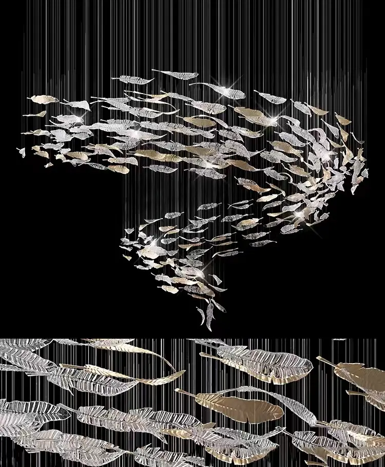 Large custom hotel chandelier with suspended glass elements designed for professional installation and easy maintenance