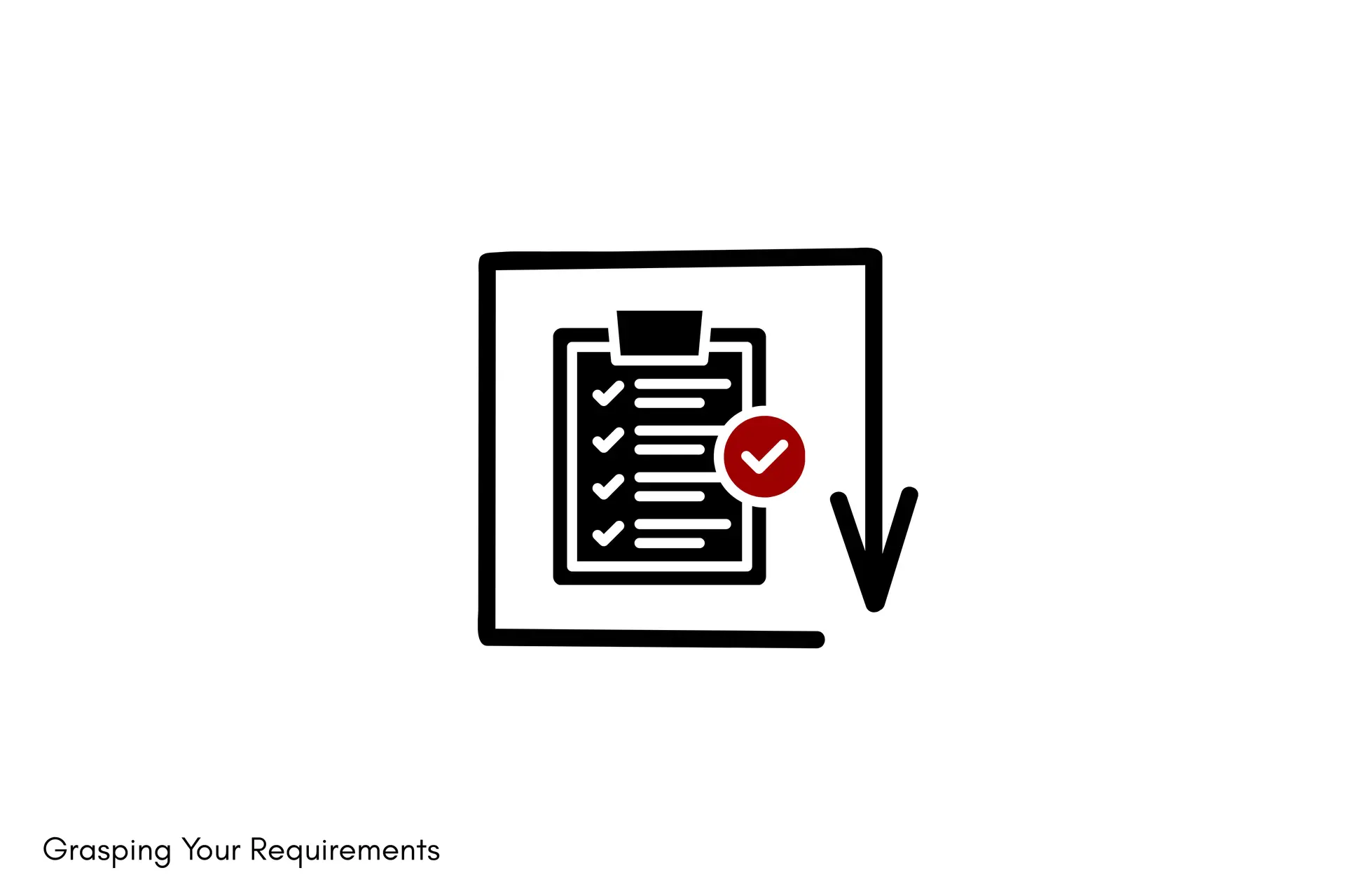Icon illustrating sourcing requirements checklist and project specifications planning