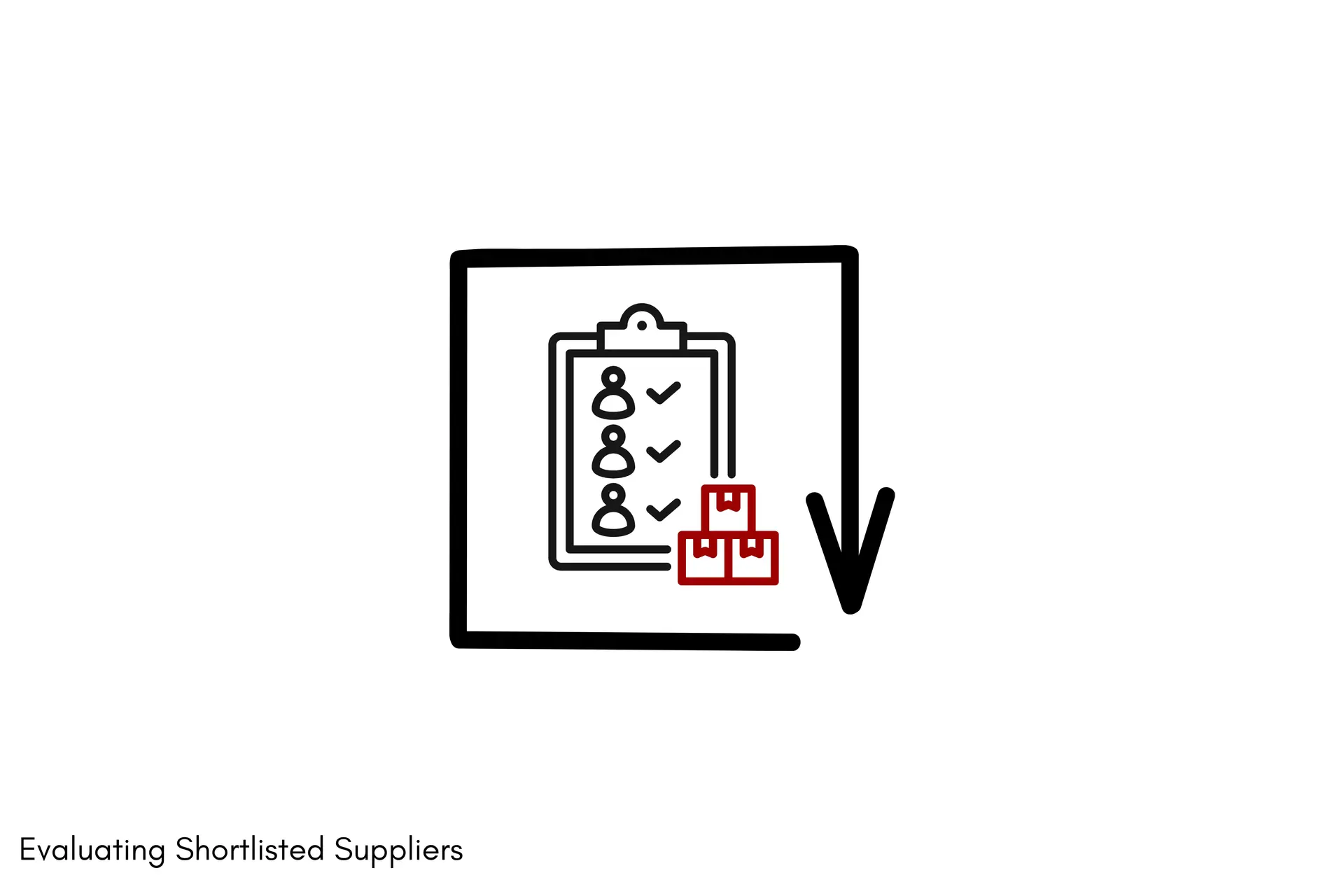 Icon showing supplier evaluation checklist and quality inspection process