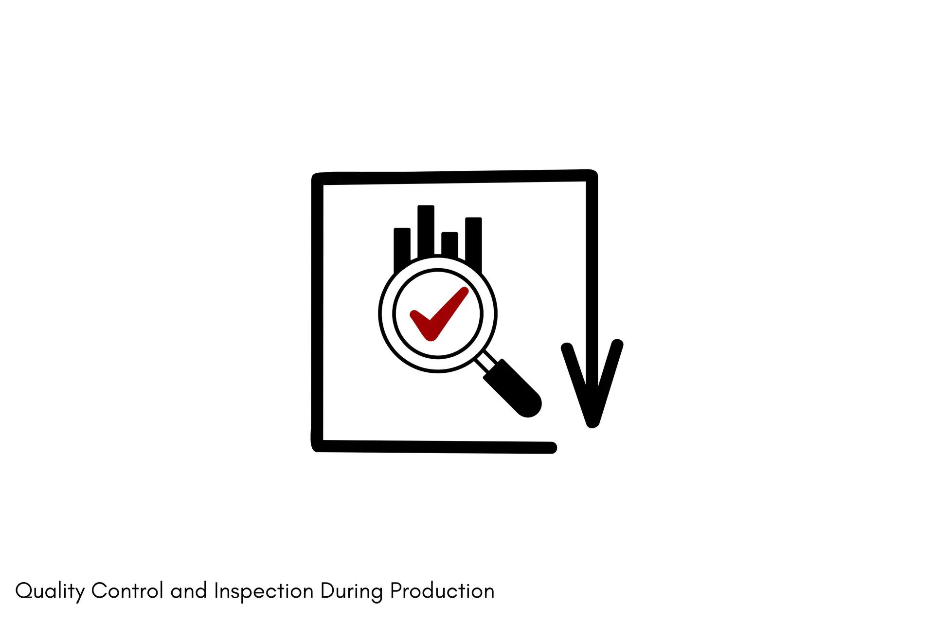 Icon representing factory quality control inspection and production monitoring