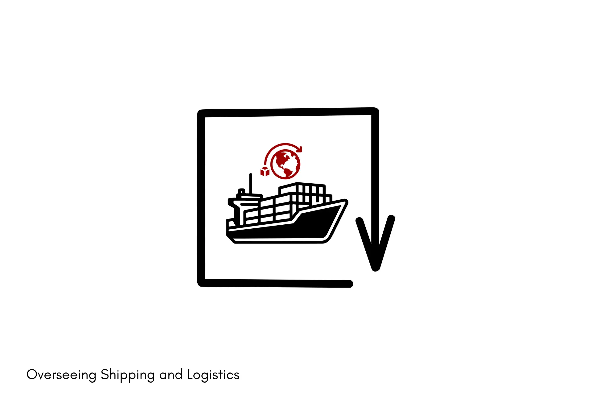 Icon showing cargo ship and global logistics coordination for product shipment