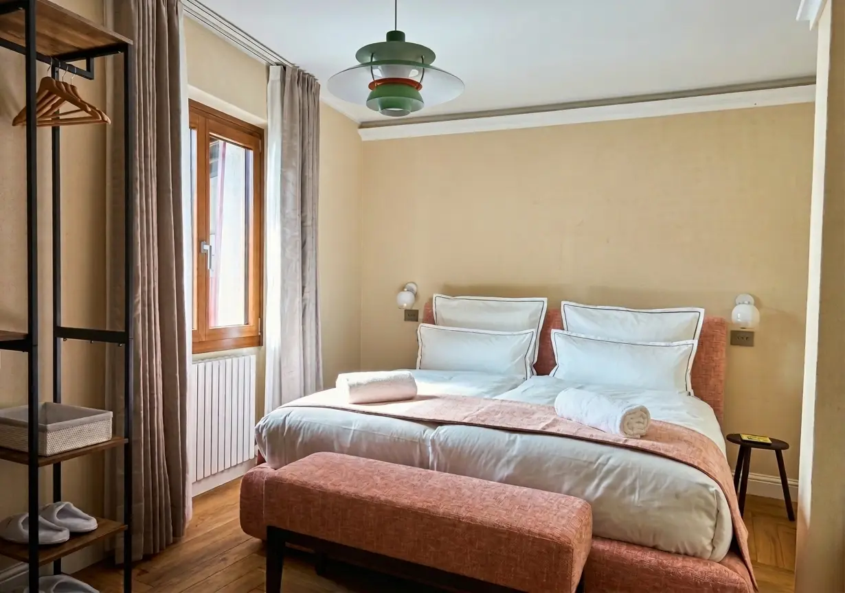 Styled Lake Como hotel bedroom interior