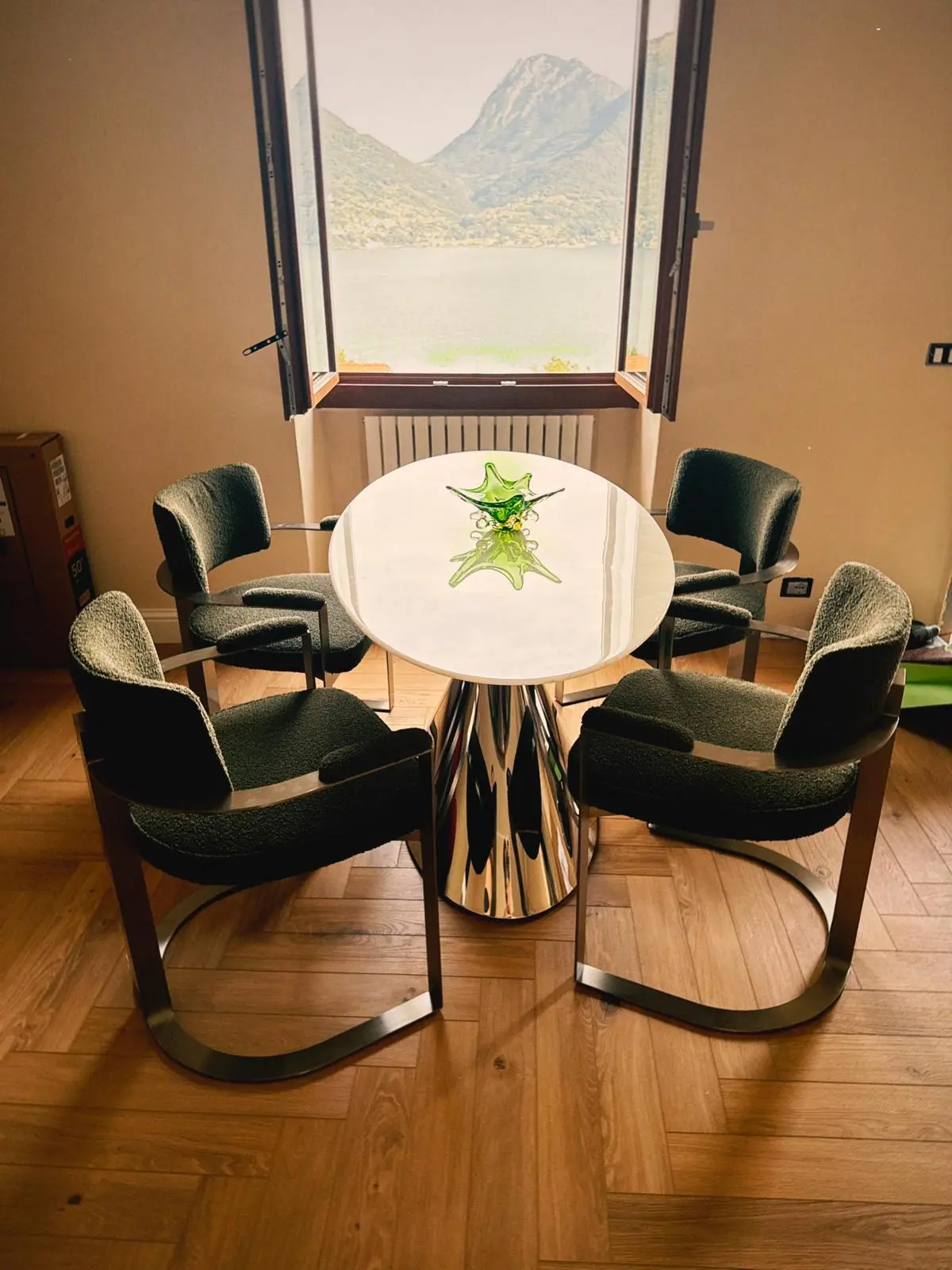 Lake Como dining table with chairs by window