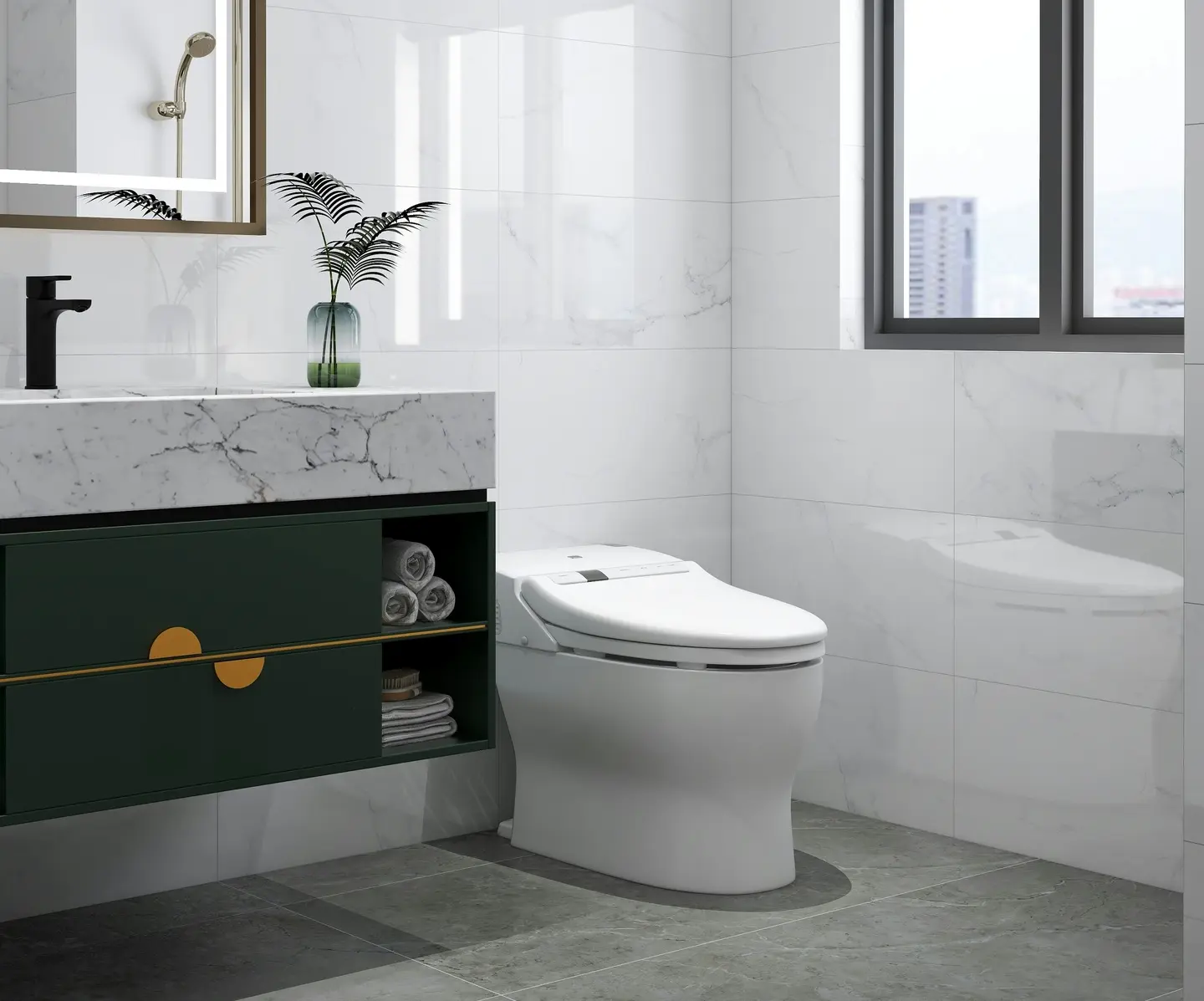China one-piece smart toilet supplier modern integrated toilet for apartment bathroom