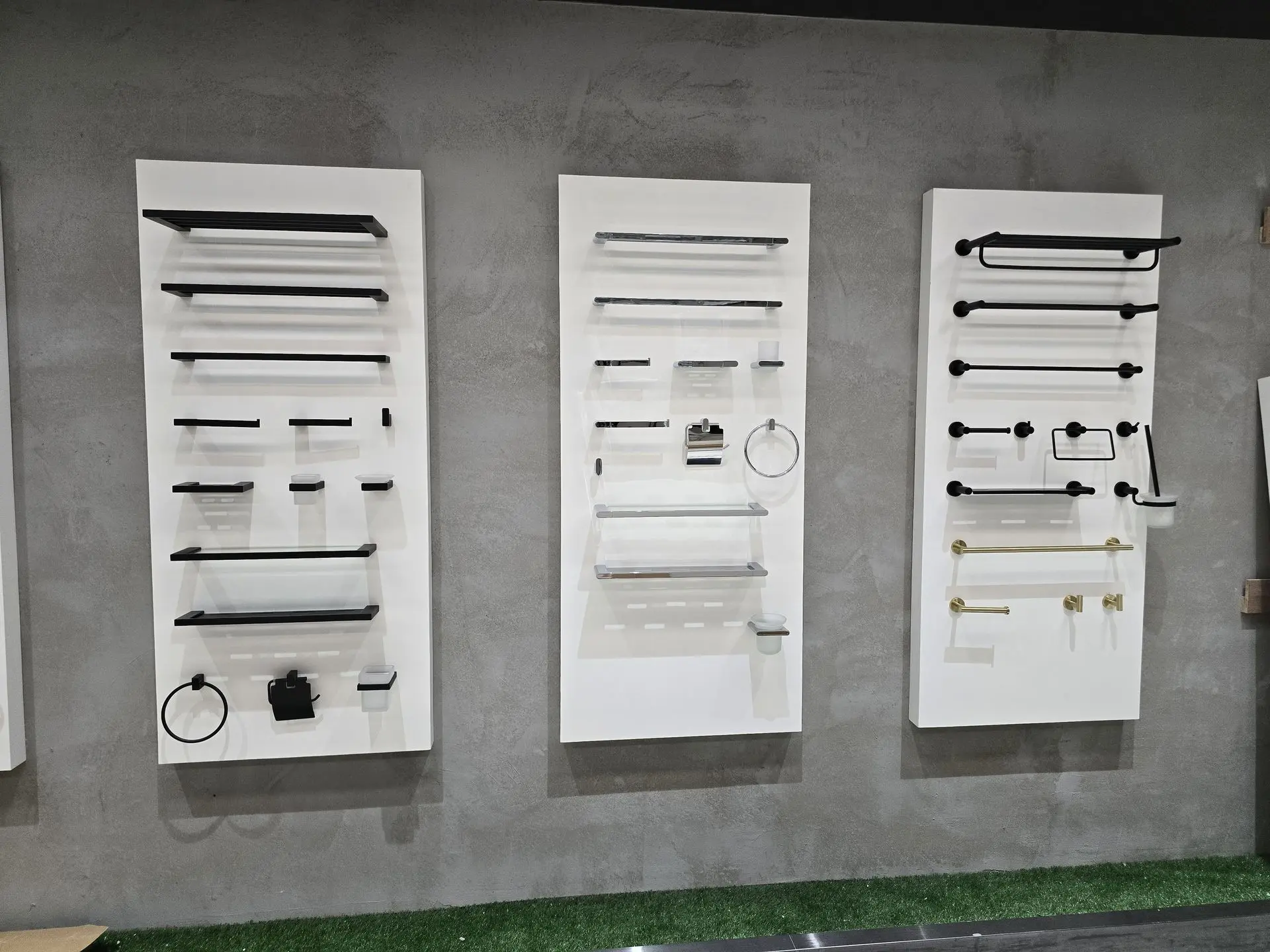 China private label sanitary ware bathroom accessories including towel racks, soap holders and shelves