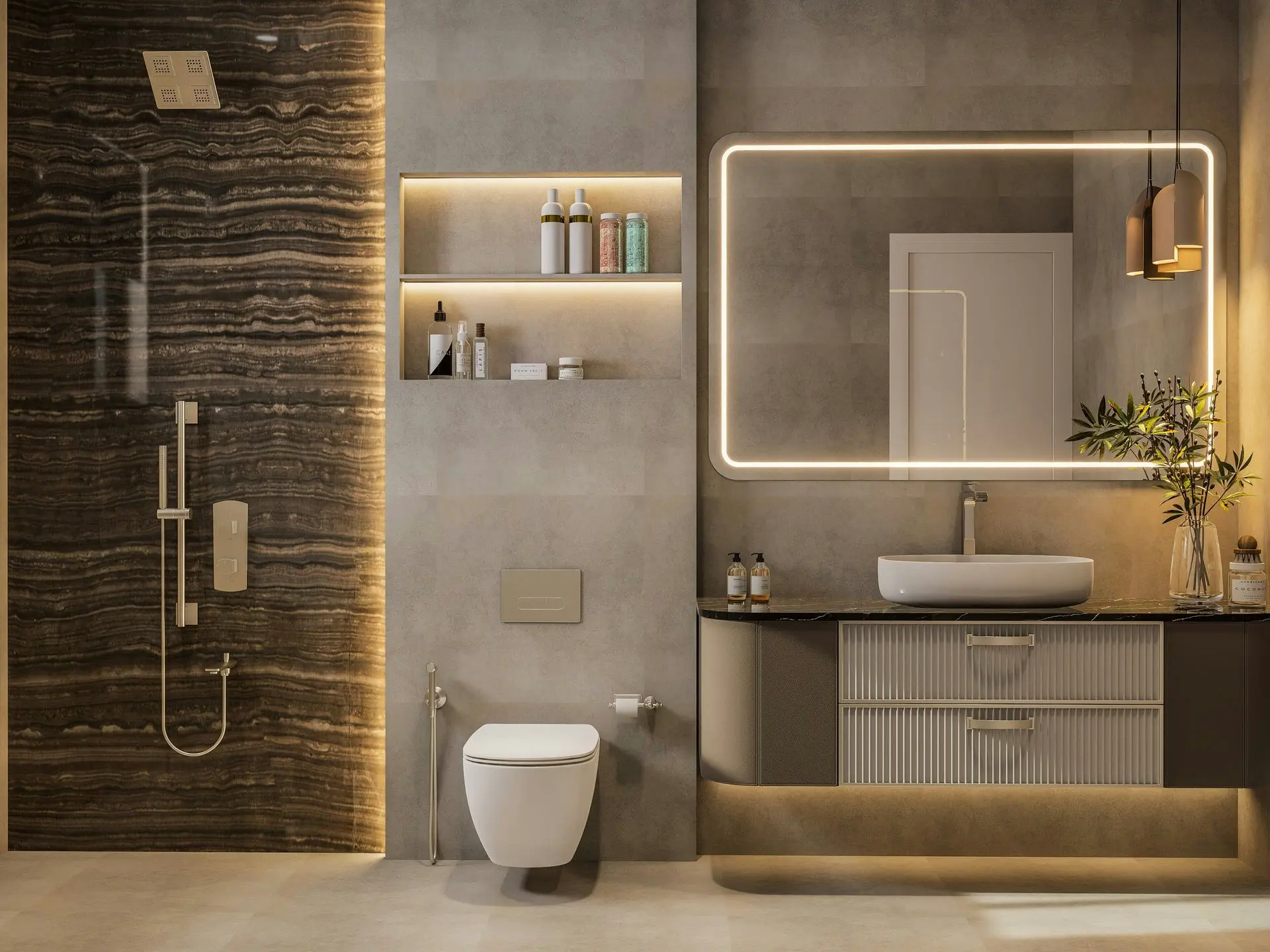China private label sanitary ware modern bathroom design with minimalist style and matte finishes