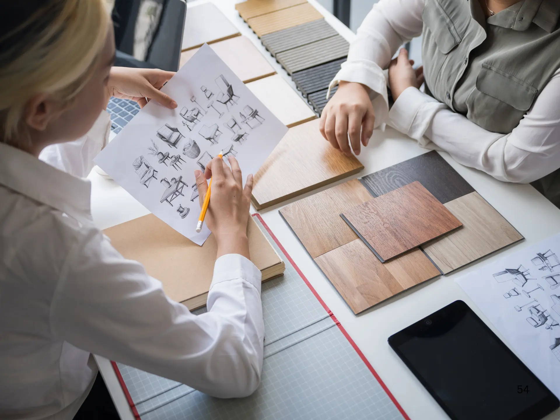 Furniture sourcing planning session with sourcing itinerary and schedule