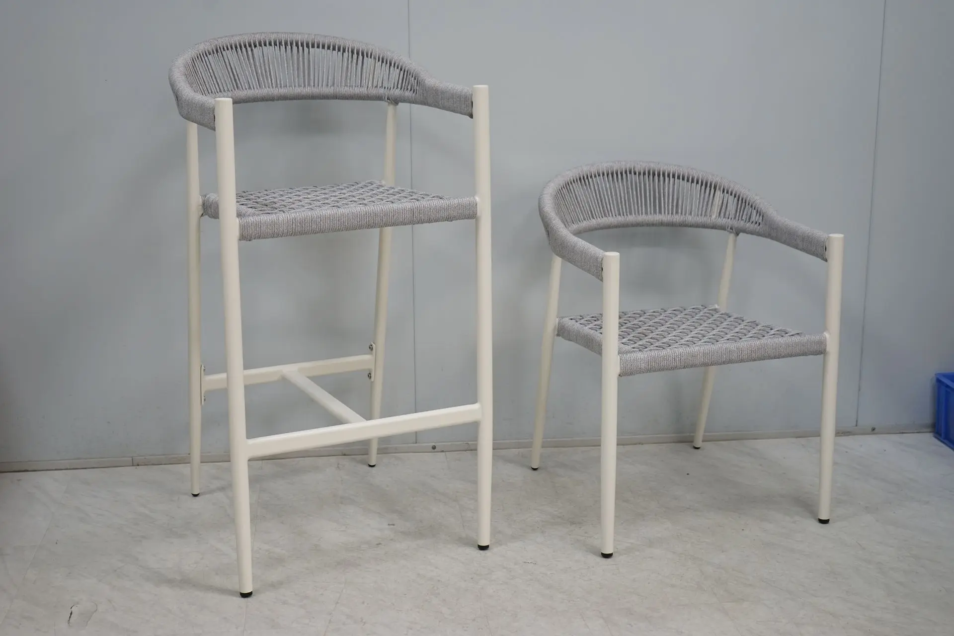 China Patio Furniture in Rope and Aluminum Materials Modern rope outdoor armchairs with aluminum frames for China patio furniture