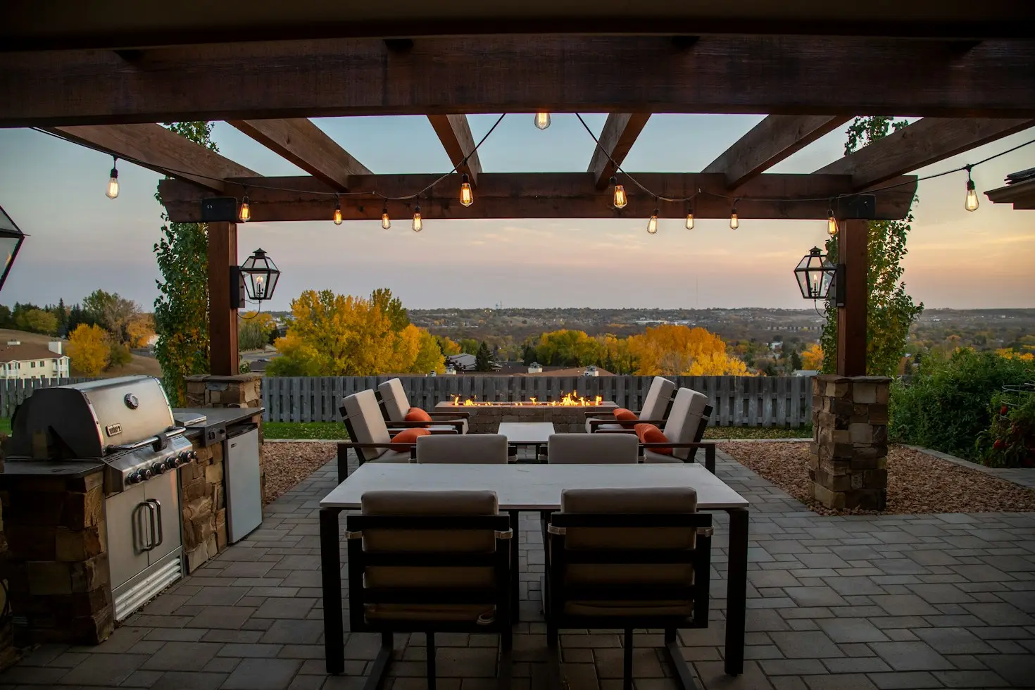Completed outdoor patio furniture and dining area for a residential project